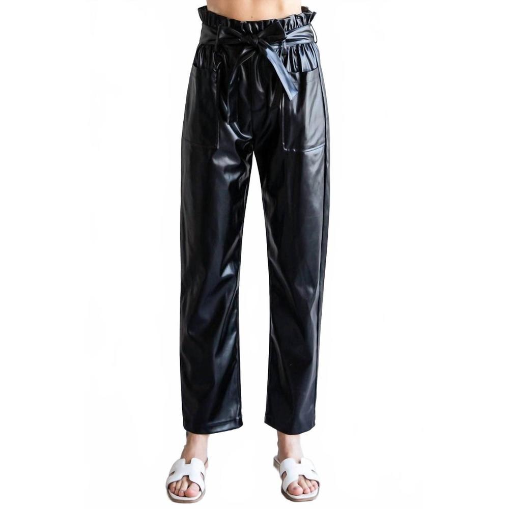 NEW JODIFL faux leather belted pants in black
